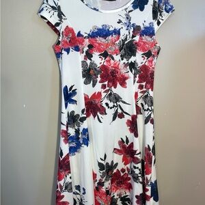 Lily by Firmiana Floral Dress in Red, Blue, and Black
